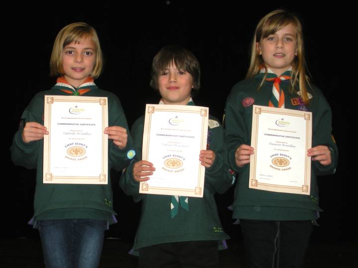 Radnage Cubs receive their Bronze awards from the District Commissioner