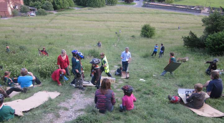 Radnage Cubs Cardboard Sledging at West Wycombe
